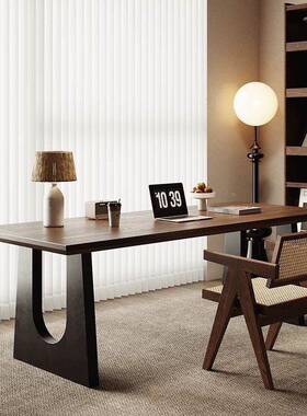 实木餐B306胡桃木色客厅大长书会桌桌工公作台大板餐书桌一体议办