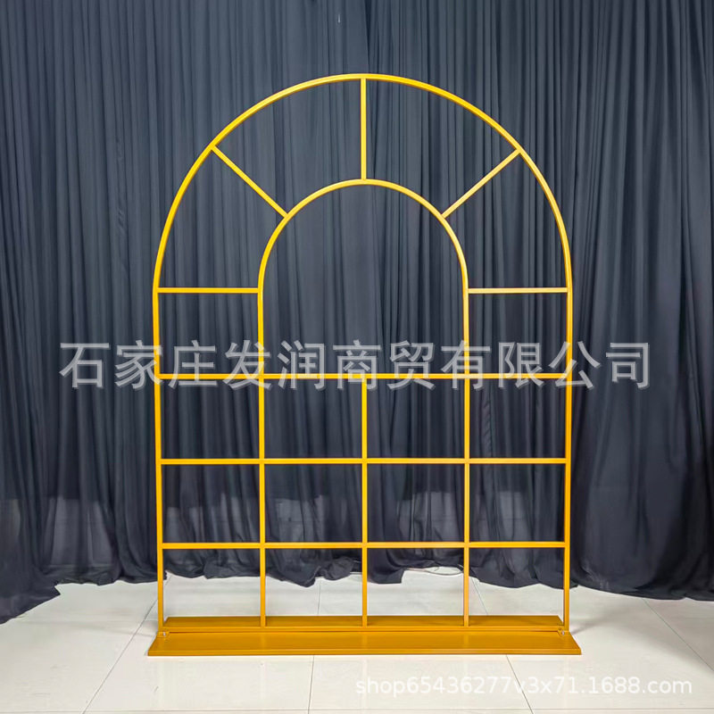 新款中式婚庆舞台布置铁艺拱门道具森系婚礼场景布置装饰屏风路引