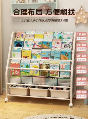 书家用阅读绘架本收纳一体墙宝宝多层靠铁艺玩具AZY置架物架落地