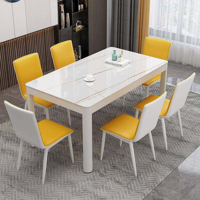 餐型桌椅MHZ饭组合现代约小户家用4简人6人长方形吃桌子钢化玻璃