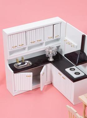1：12娃娃屋do无品牌/llh微ouse过白家家色缩食玩模型厨房料理台