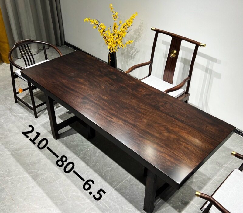 尺寸：210*80*6.5 乌金木实木大板原木茶桌餐桌老板桌会议桌