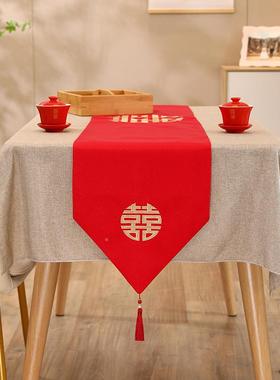 结婚旗绣红婚房装扮茶几桌布桌喜庆中刺式ttb-6607色风格