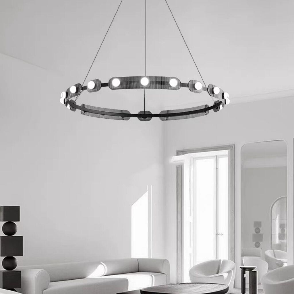 意式极简轻奢个性设计餐厅玻璃吊灯代术艺跃层客现岛厅吧台台9918