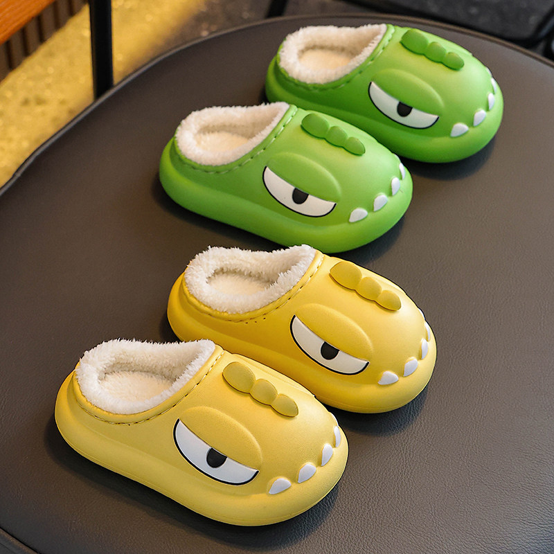 儿童棉拖鞋男女童EVA踩屎感防水加绒保暖亲子宝宝包跟棉鞋防滑冬