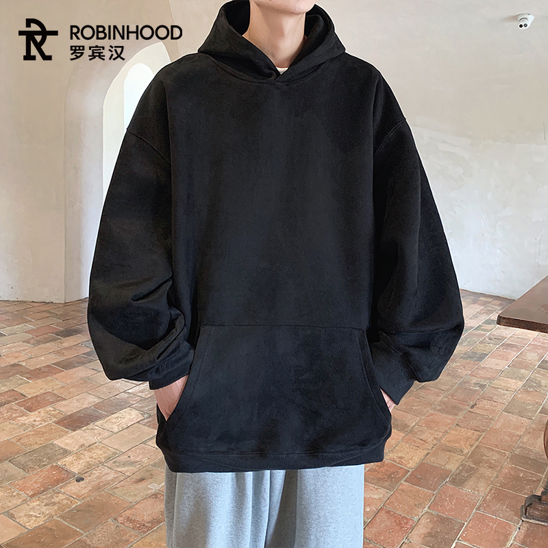 罗宾汉美式休闲卫衣时尚简约纯色