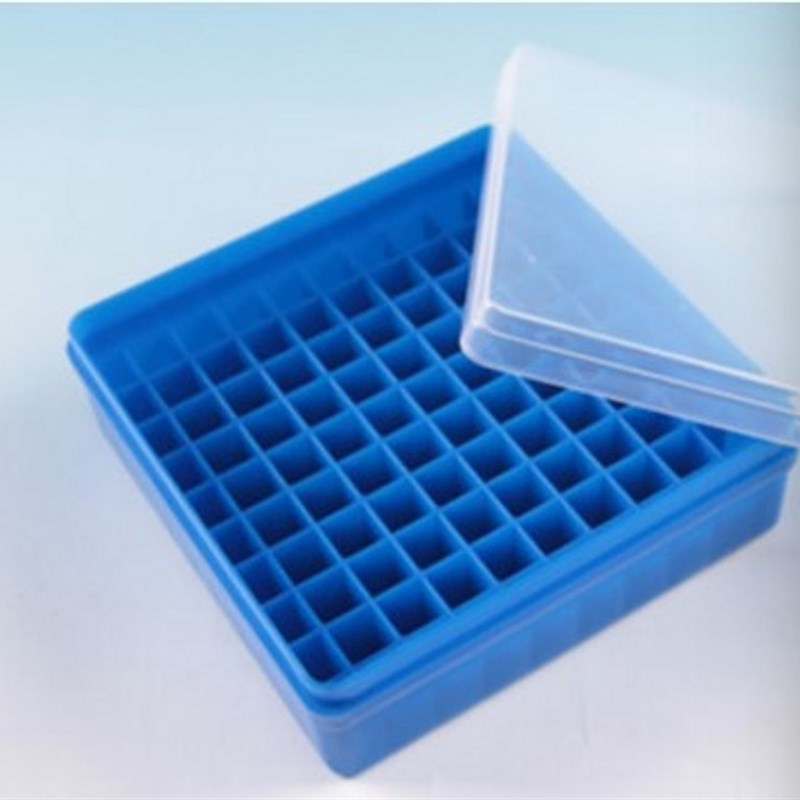 1.8ml2ml 冻存管盒 100格 冷冻管盒 耐低温 可液氮  蓝色底