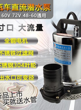 直流潜水泵电动车12V24V48V60V伏2寸大流量抽水机电瓶浇菜灌溉泵
