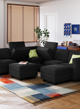 Belffin多功能模块组合储物沙发2025新款美式客厅多人简约沙发