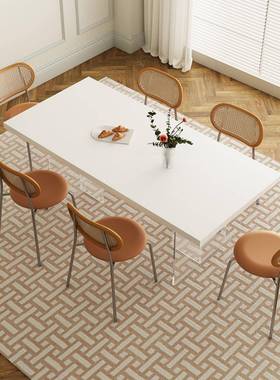 岩师板餐桌小户奶油风设计方形轻奢亚型克TNI长力悬浮饭桌家用