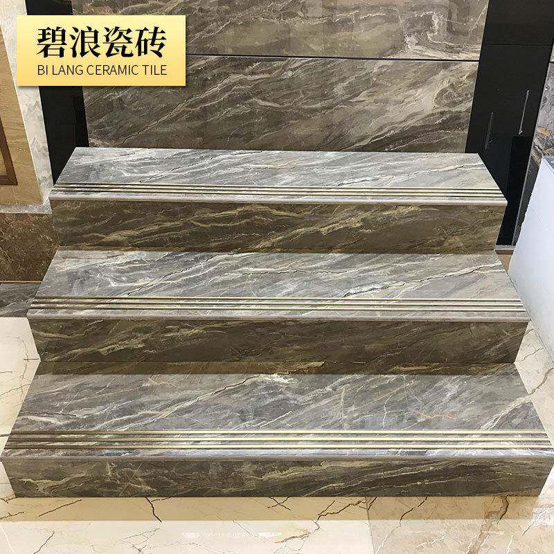 镀金通体大理楼梯瓷砖梯级砖一体梯砖阶金丝柚踏步楼砖12石00x480