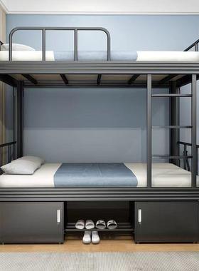 上宿舍上下床高低床工地铁下床OVP钢制双层寓床铁铺艺床员工寝室