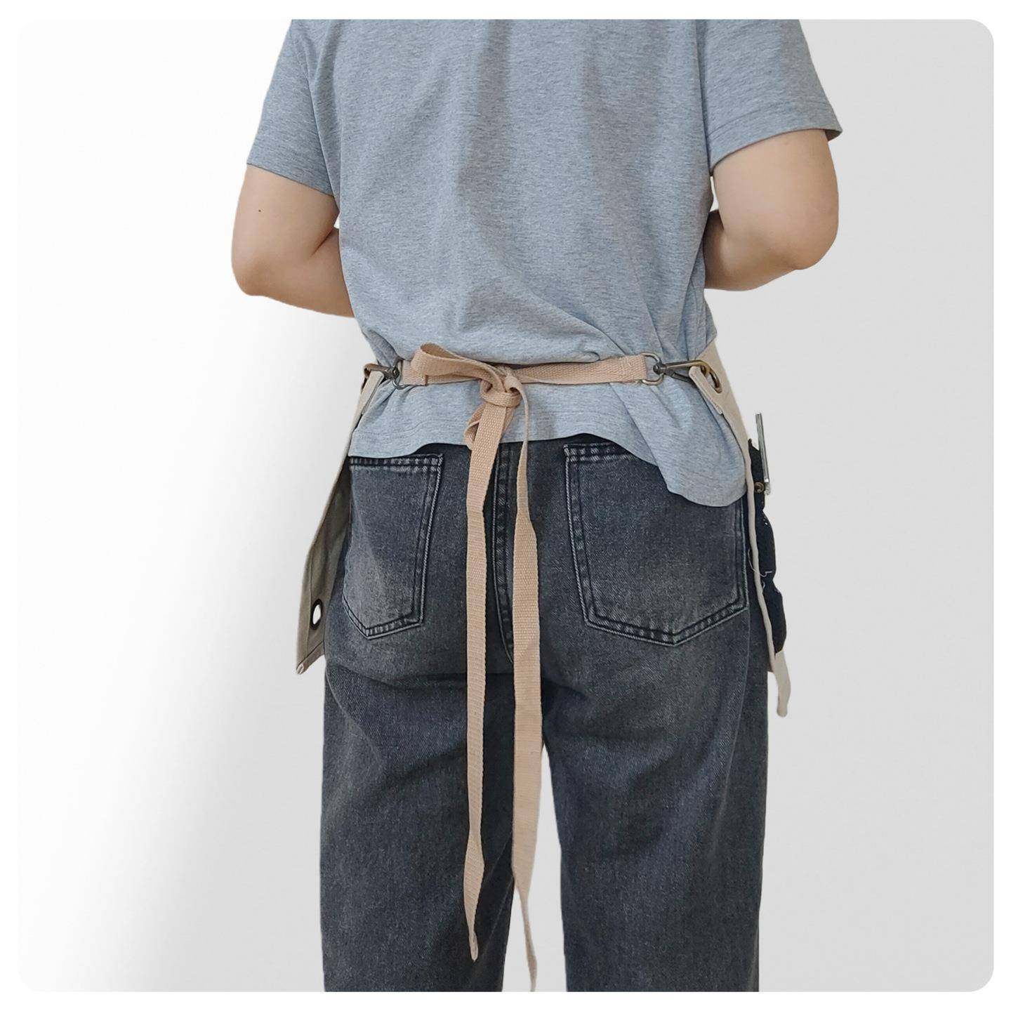 半身员帆布带磁围裙服家用厨房餐饮务工作CYJ服半吸截短款围腰