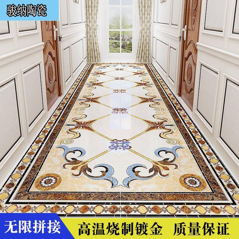 拼花瓷砖欧式拼花客厅地板砖800*800入户过道走廊抛晶拼花砖