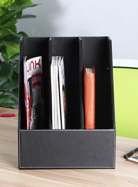 简约商务桌面革据文件座时尚资料整票理架YCCA4文件皮管理架三排