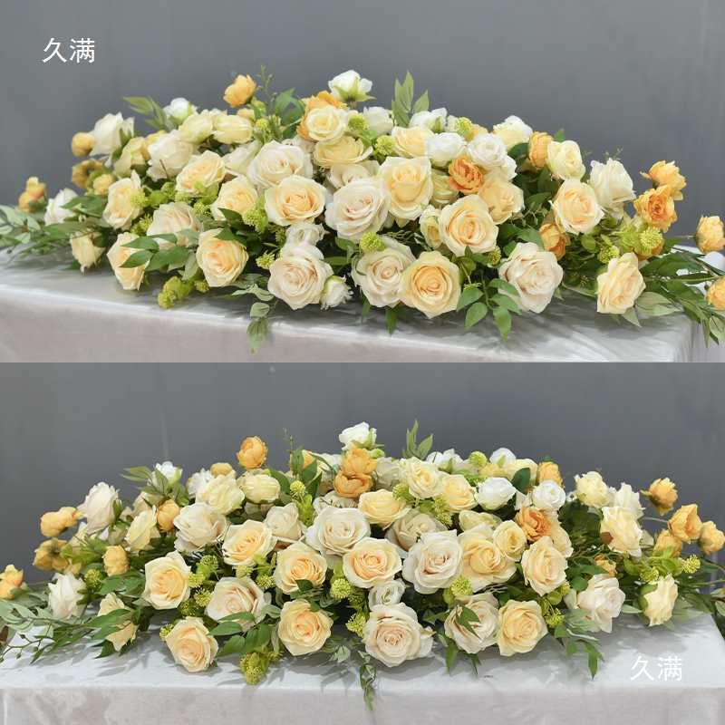 会议桌摆花装饰花卉仿真花西餐厅餐桌桌面摆放假花长型桌桌花台花