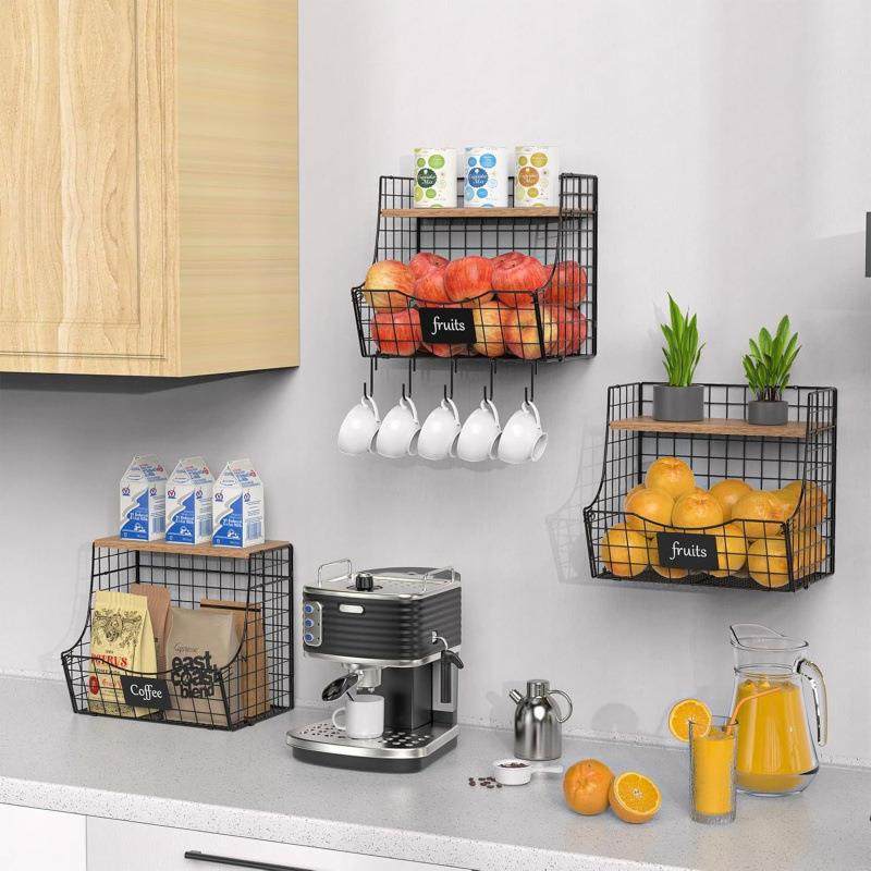 篮厨房置纳物架带木板挂可折叠水果收篮家用挂壁式123铁艺篮可堆,厨房/烹饪用具,抹布架/厨房清洁收纳架,淘宝优惠券,粉丝福利购,淘宝优惠卷