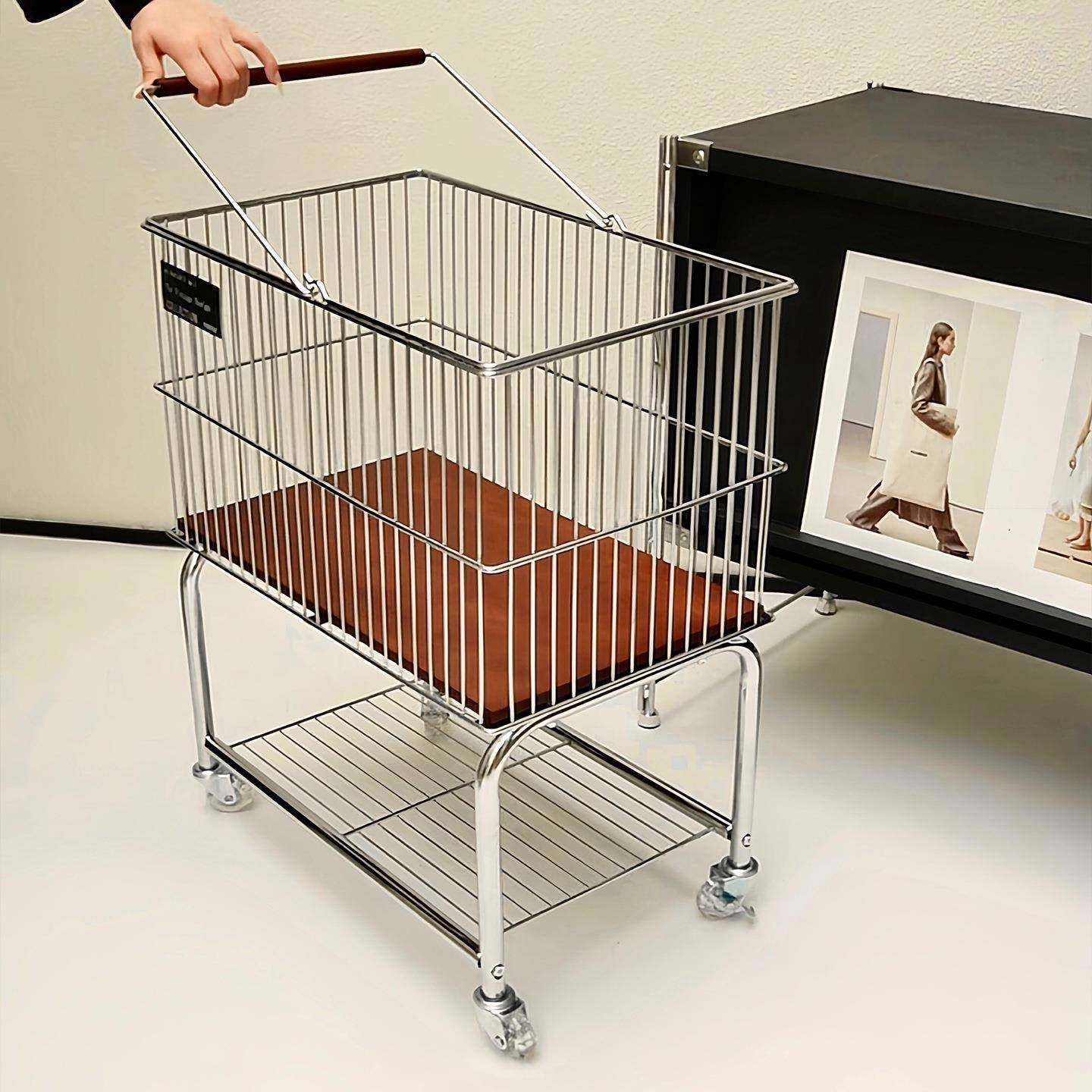 不锈卫钢中篮古脏衣衣服推收纳筐生间移F998HJ8S动架子脏衣篓双层,收纳整理,脏衣篮,淘宝优惠券,粉丝福利购,淘宝优惠卷