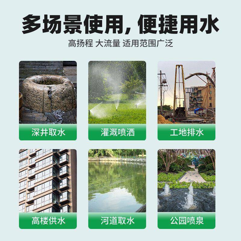 青蛙深井泵220V高扬程不锈钢深井泵农用多级潜水泵家用井水抽水机