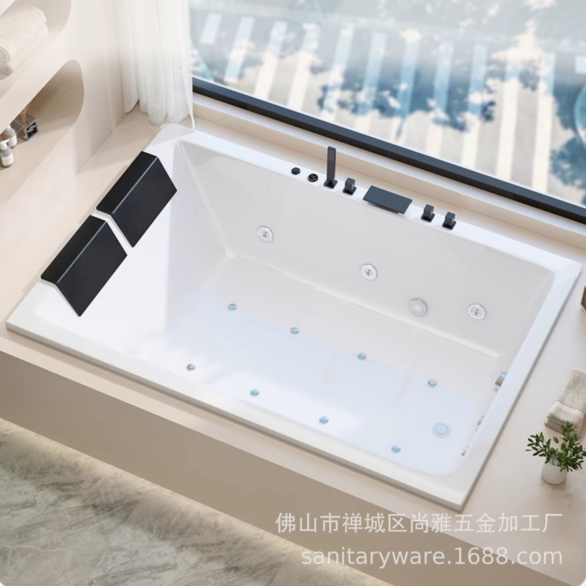 智能嵌入式双人恒温冲浪按摩浴缸