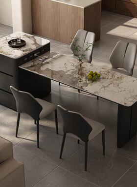 式岛台餐桌用一VUD体可伸缩小户型家新款茶法桌二合一伸缩岩板餐