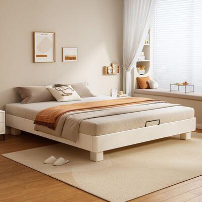 网红榻榻米无床头实木床齐边床双床卧室人民宿奶骨RKZ架排床油风