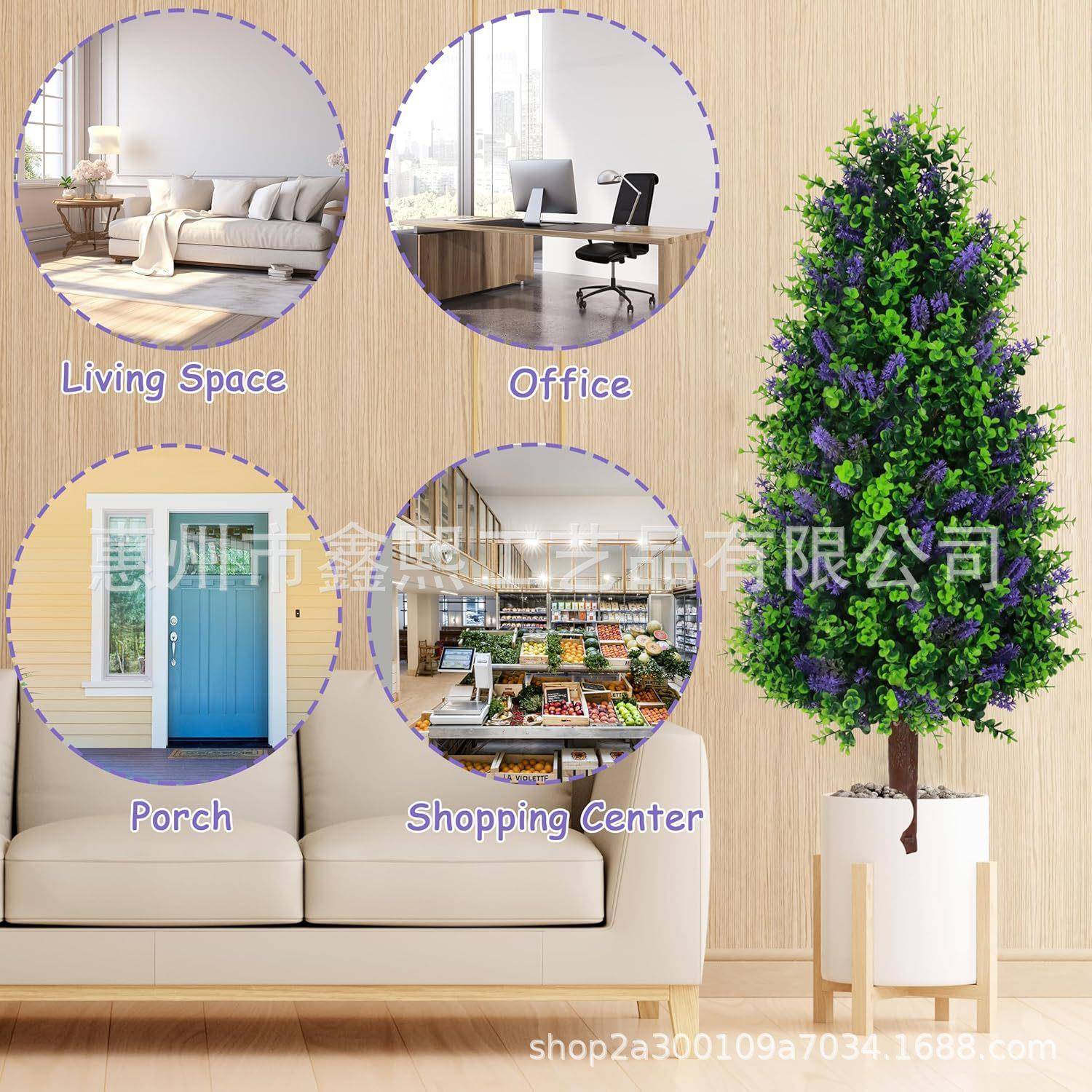 马逊爆款跨境人造亚薰衣草尤插加利地花朵带地装饰钉四季园XIN-01