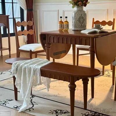 法式复古组子实木长方形用合GBX小户型餐桌家古风餐桌椅饭桌桌美