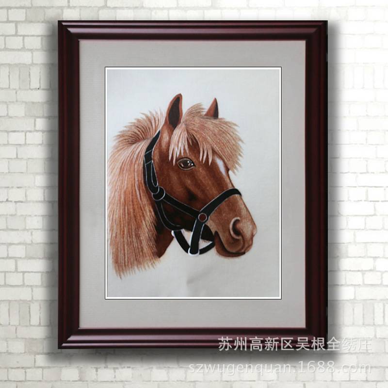苏绣成品挂画客厅书房卧室带框装饰画苏州手工刺绣动物图片