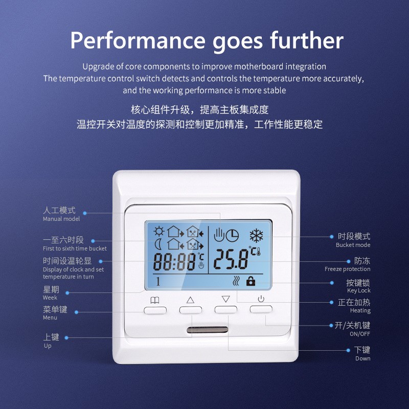 水地暖温控器 智能恒温液晶温控开关 温度控制升级款M6