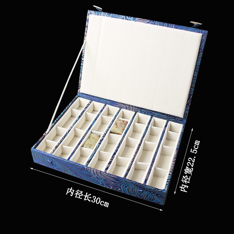 印章收纳盒多格可调式篆刻石料多宝阁锦盒大号首饰礼品盒子