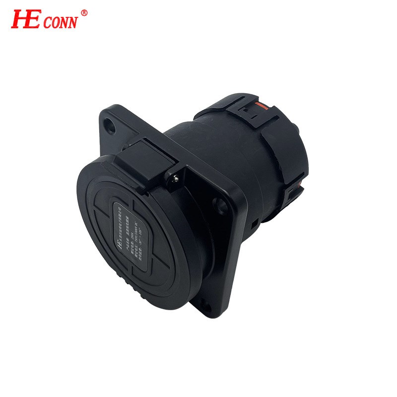 新能源电动汽车国标250A快充充电插座1100v440V充电座3孔DC固定座