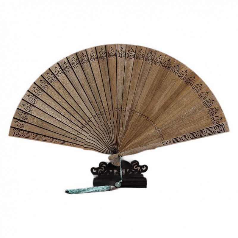 崖柏苏扇金丝楠木小叶桢楠折扇实木镂空乘凉非遗送礼古典工艺摆件