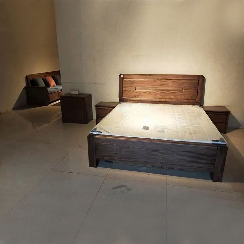 全实木床双人床1.8米全实木现代简约1.5米金丝檀木中式木床松木板