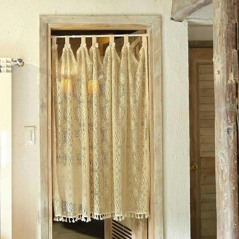 美式缕空美式复古半帘门帘成品窗帘透光穿杆半遮光卧室