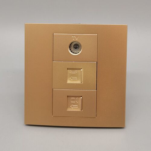 香槟金86型网络带电话有线电视金色RJ45电脑单电话宽带网络面板