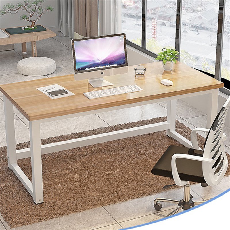 简易台式电脑家用钢木会议桌简约写字书桌单人双人办公桌