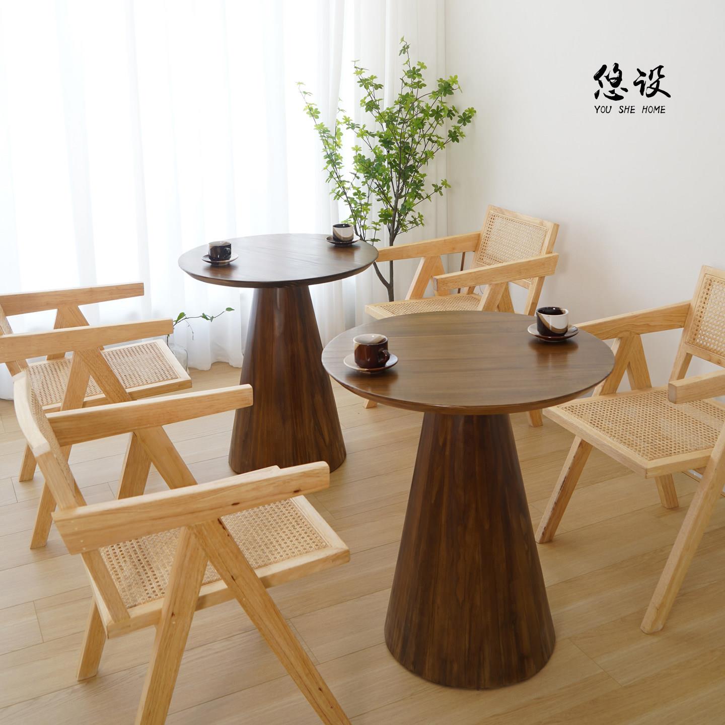 北欧实木茶几简约现代创意角几客厅沙发卧室餐桌咖啡奶茶圆形边几