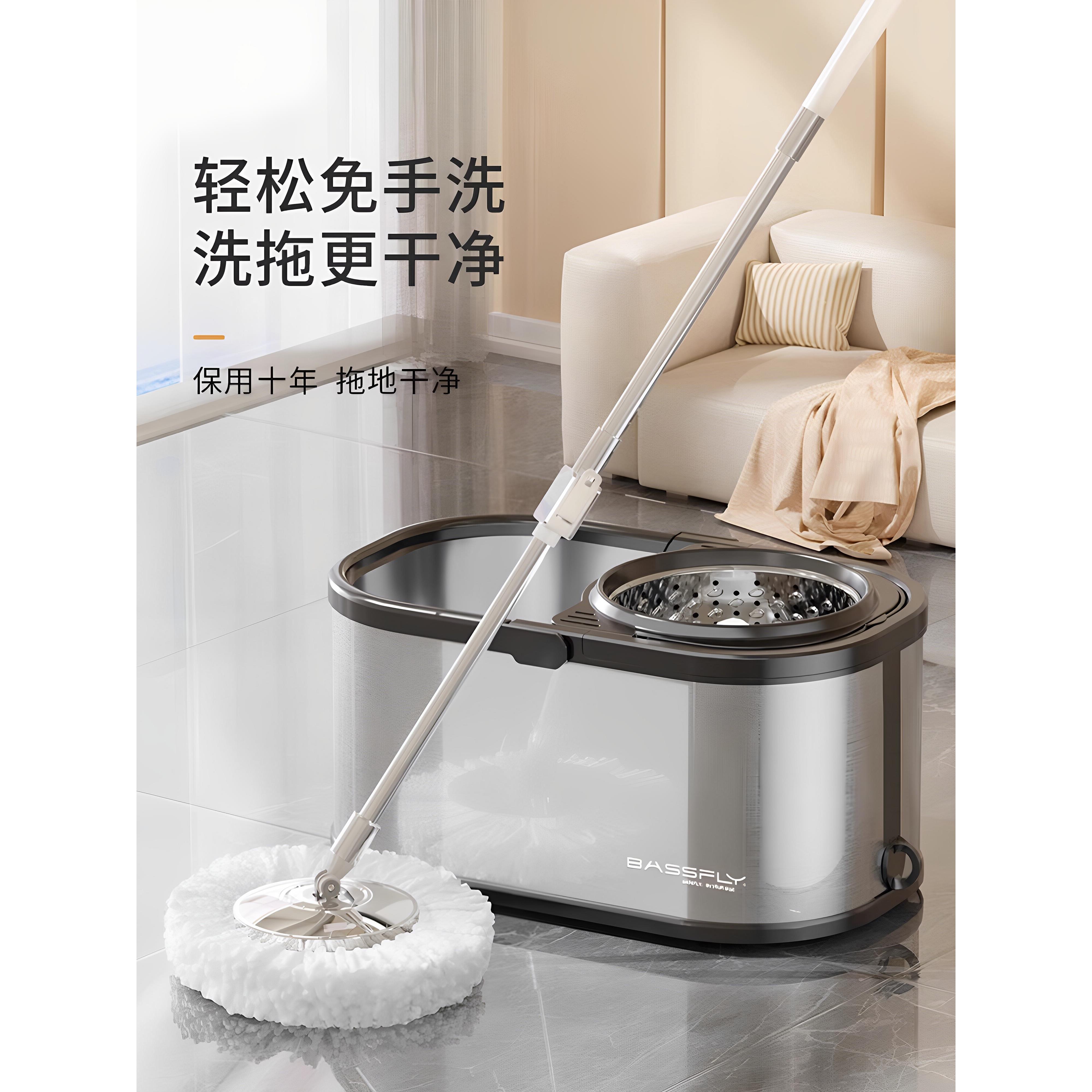 2025新款旋转式脱水拖把水桶一体拖布带桶一整套家用脱水桶免手洗