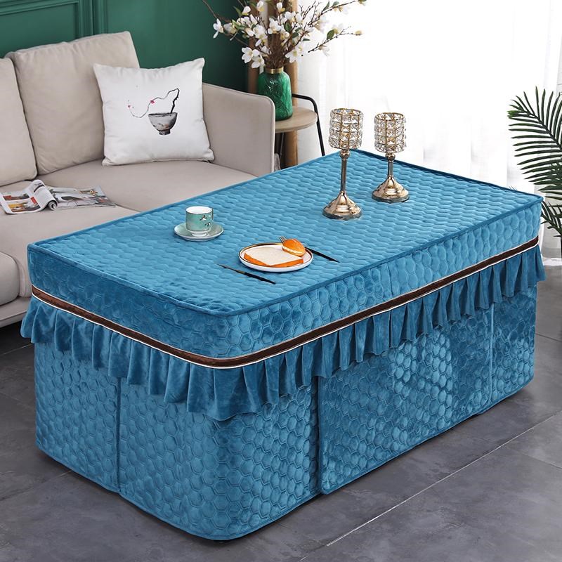 冬天新款烤火桌罩加绒q加厚长方形电烤炉桌子取暖桌套桌布电炉子