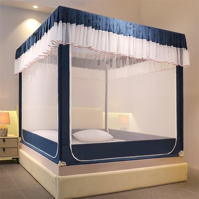 拉链蚊帐坐床式铁艺支架儿童防摔蒙古H包加密加厚全底带防尘顶新