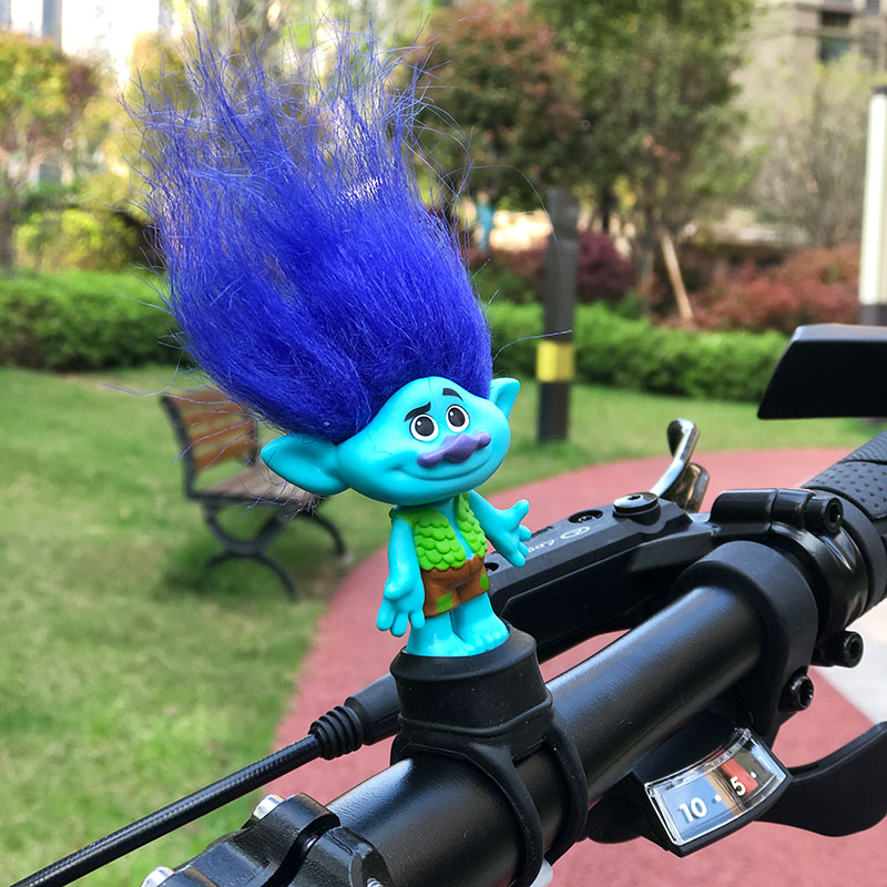 清秀文创 网红梳头魔发精灵自行车把手J装饰摆件可爱卡通车头玩偶