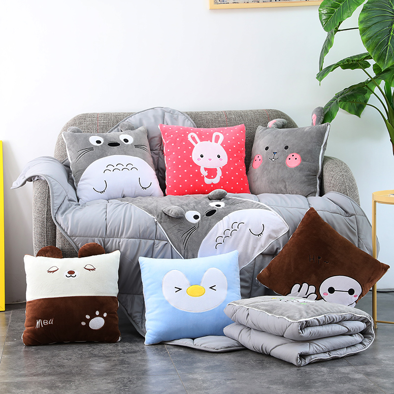 抱枕被子两用多功能汽车折v叠毯办公室沙发靠枕午睡枕头靠垫空调