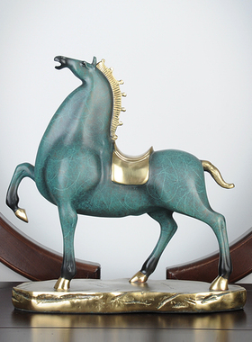 新中式纯铜马摆件纯铜手工工艺品D马到成功办公室装饰品开业礼品