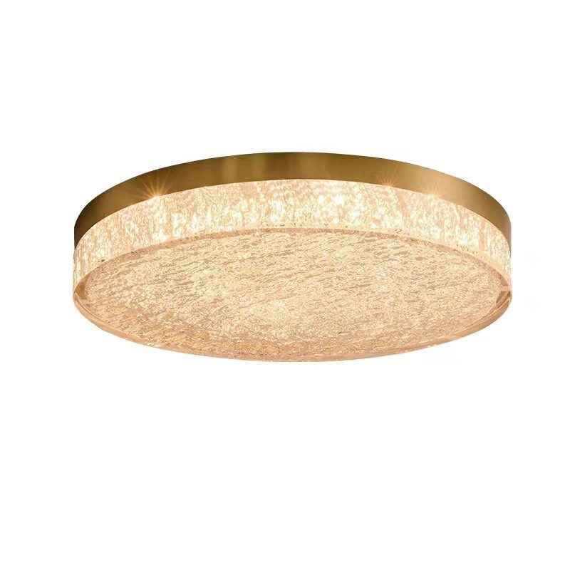 轻奢主卧室吸顶灯简约大气家用超薄书房全铜树脂别墅护眼灯具