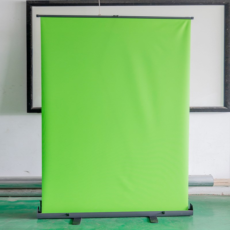 纯色抠像绿幕布 直播间拍照绿色背景布便携式可地拉升降抠像幕布