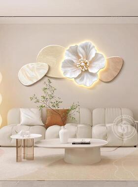 奶油风卧挂室WIU床卧头发装饰画花开富贵发光高档房间主次客厅沙