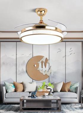 中式风扇灯餐色厅隐形卧44400室黑客厅电扇代轻现奢新中式吊扇扇