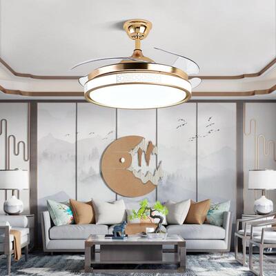 中式风扇灯餐色厅隐形卧44400室黑客厅电扇代轻现奢新中式吊扇扇