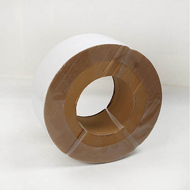 乳白双面压花PP聚带丙物烯塑料动工厂品固定打包半自动44全自打包